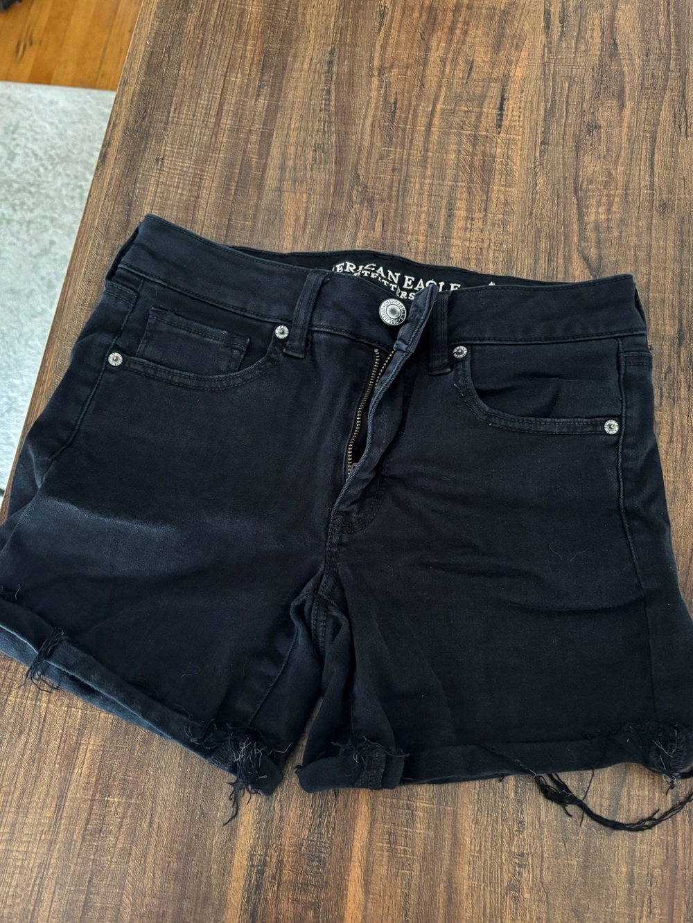 American Eagle Outfitters Black Denim Cutoff Shorts with Raw Hem